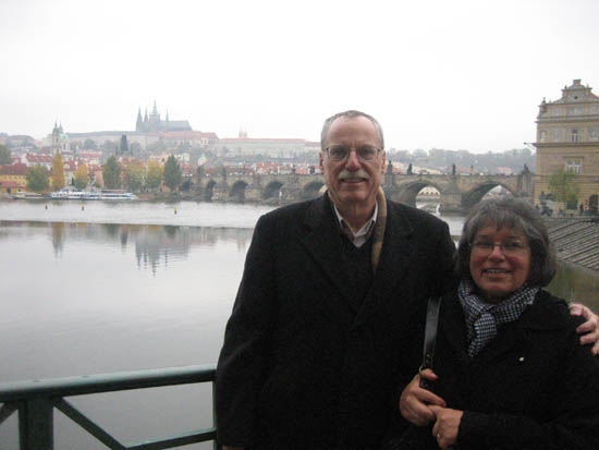 Prague Bruce Becky by river